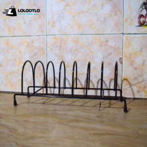 Heavy Duty Metal 8 Portion Plate Holder, Lid Holder, Cutting Board Holder, Pot Organizer