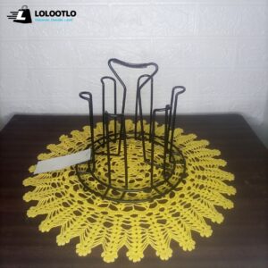 Heavy Duty & Rust-Resistant Metal 6 Hooks Glass Stand Holder Tabletop, Mug Stand