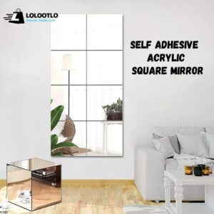Self-Adhesive Acrylic Mirror Rectangle Shape (8x12 Inches), Flexible Plastic Mirror Sheets Wall Stickers